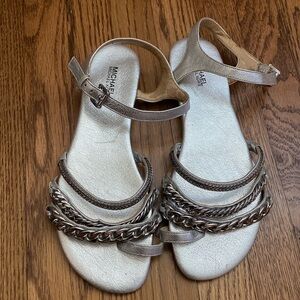 Micheal Kors Silver Chain Sandals Size 8.5